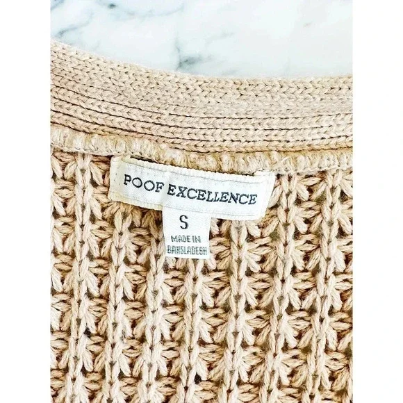 Striped Long Cardigan with Pockets Tan and Cream Size S - Picture 6 of 7